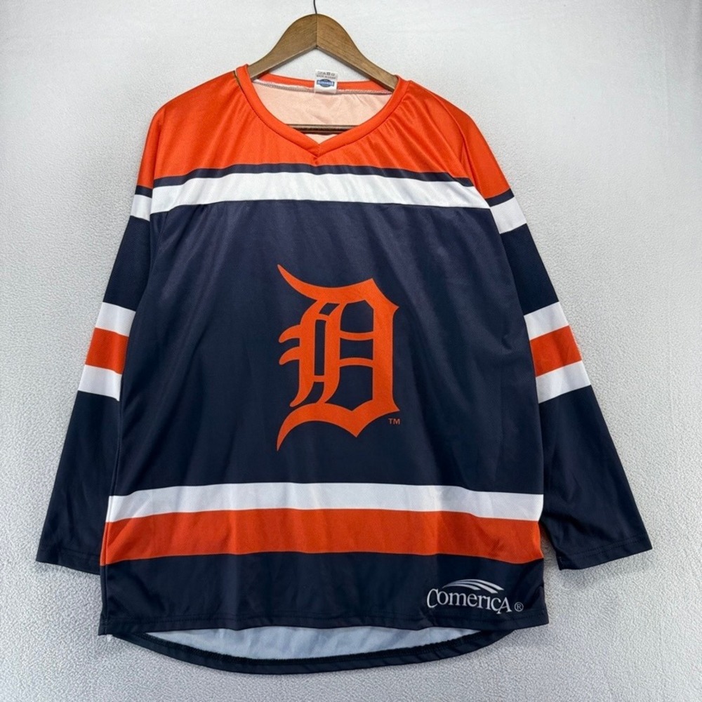Detroit Tigers Jersey Mens Medium Blue 313 Comerica Baseball Orange Hockey SGA